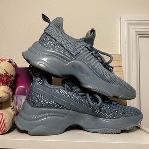 Baby blue rhinestone Steve Madden sneakers